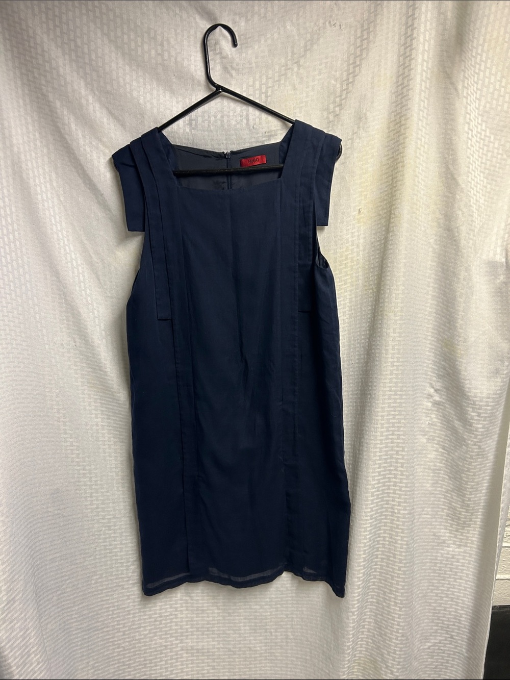 HUGO Boss Lined Navy Shift Dress with Red Logo Tag